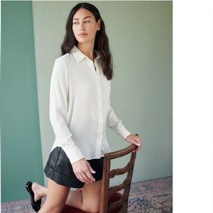 Quince Washable Stretch Silk Ivory Blouse NWOT